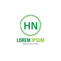 Initial HN logo template with modern frame. Minimalist HN letter logo vector illustration