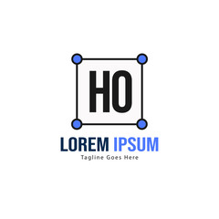 Initial HO logo template with modern frame. Minimalist HO letter logo vector illustration