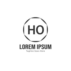 Initial HO logo template with modern frame. Minimalist HO letter logo vector illustration