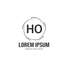 Initial HO logo template with modern frame. Minimalist HO letter logo vector illustration