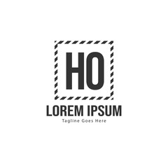 Initial HO logo template with modern frame. Minimalist HO letter logo vector illustration
