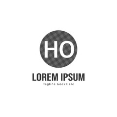 Initial HO logo template with modern frame. Minimalist HO letter logo vector illustration