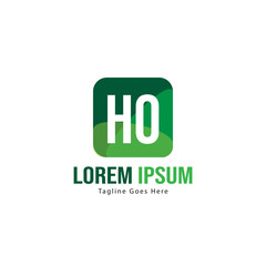 Initial HO logo template with modern frame. Minimalist HO letter logo vector illustration