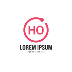 Initial HO logo template with modern frame. Minimalist HO letter logo vector illustration