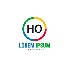 Initial HO logo template with modern frame. Minimalist HO letter logo vector illustration