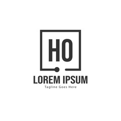 Initial HO logo template with modern frame. Minimalist HO letter logo vector illustration