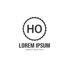 Initial HO logo template with modern frame. Minimalist HO letter logo vector illustration