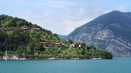 Fototapeta na wymiar Beautiful Mountains at Lake of Iseo, Italy