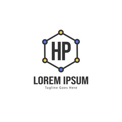 Initial HP logo template with modern frame. Minimalist HP letter logo vector illustration