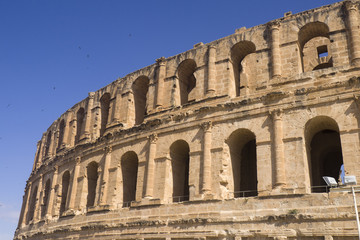 Fototapeta premium Amphitheater Ej-Djem, Tunisia, at the sun