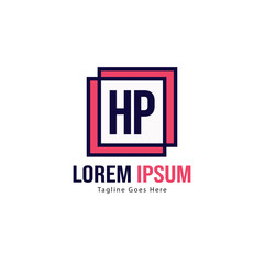 Obraz premium Initial HP logo template with modern frame. Minimalist HP letter logo vector illustration
