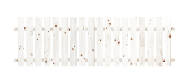 White wooden fence isolated on a white background that separates the objects. There are Clipping Paths for the designs and decoration