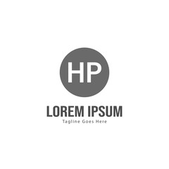 Initial HP logo template with modern frame. Minimalist HP letter logo vector illustration