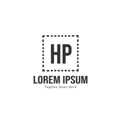 Initial HP logo template with modern frame. Minimalist HP letter logo vector illustration
