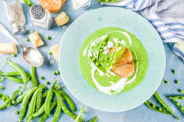 Homemade green pea  cream soup