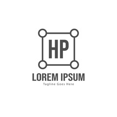 Initial HP logo template with modern frame. Minimalist HP letter logo vector illustration