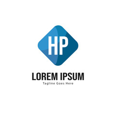 Initial HP logo template with modern frame. Minimalist HP letter logo vector illustration