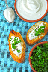 Fresh homemade sour cream or Greek yogurt. Croutons with sour cream and greens. Probiotics. Fermented dairy products. Keto diet.