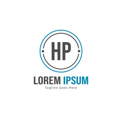 Initial HP logo template with modern frame. Minimalist HP letter logo vector illustration