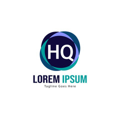 Initial HQ logo template with modern frame. Minimalist HQ letter logo vector illustration