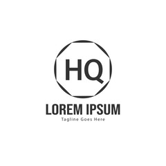Initial HQ logo template with modern frame. Minimalist HQ letter logo vector illustration