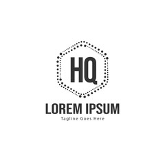 Initial HQ logo template with modern frame. Minimalist HQ letter logo vector illustration