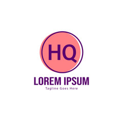 Initial HQ logo template with modern frame. Minimalist HQ letter logo vector illustration