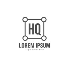 Initial HQ logo template with modern frame. Minimalist HQ letter logo vector illustration