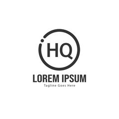 Initial HQ logo template with modern frame. Minimalist HQ letter logo vector illustration