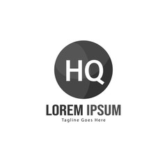 Initial HQ logo template with modern frame. Minimalist HQ letter logo vector illustration