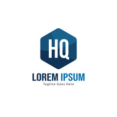 Initial HQ logo template with modern frame. Minimalist HQ letter logo vector illustration