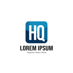 Initial HQ logo template with modern frame. Minimalist HQ letter logo vector illustration