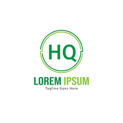 Initial HQ logo template with modern frame. Minimalist HQ letter logo vector illustration