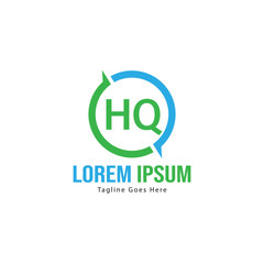 Initial HQ logo template with modern frame. Minimalist HQ letter logo vector illustration
