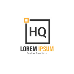 Initial HQ logo template with modern frame. Minimalist HQ letter logo vector illustration