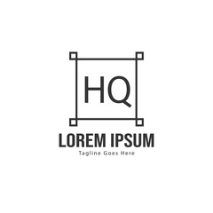 Initial HQ logo template with modern frame. Minimalist HQ letter logo vector illustration