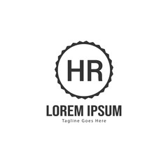 Initial HR logo template with modern frame. Minimalist HR letter logo vector illustration