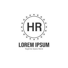 Initial HR logo template with modern frame. Minimalist HR letter logo vector illustration