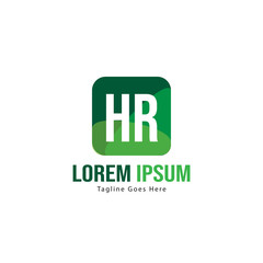 Initial HR logo template with modern frame. Minimalist HR letter logo vector illustration