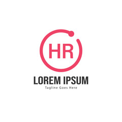 Initial HR logo template with modern frame. Minimalist HR letter logo vector illustration