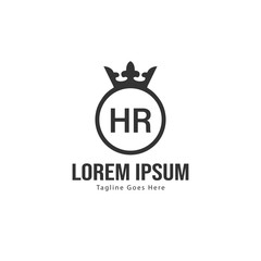 Initial HR logo template with modern frame. Minimalist HR letter logo vector illustration