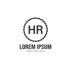 Initial HR logo template with modern frame. Minimalist HR letter logo vector illustration