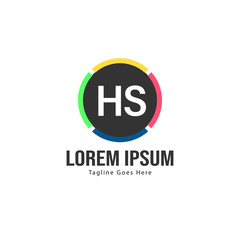 Initial HS logo template with modern frame. Minimalist HS letter logo vector illustration