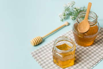 Honey jars with spoons