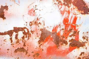 Old rusty wall with red bloody splatters