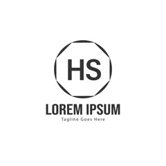 Initial HS logo template with modern frame. Minimalist HS letter logo vector illustration