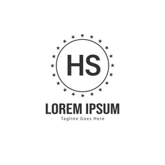 Initial HS logo template with modern frame. Minimalist HS letter logo vector illustration