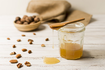 Honey jar with nuts