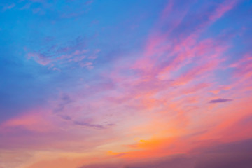 Naklejka na ściany i meble Beautiful sunset sky with clouds. Nature background.