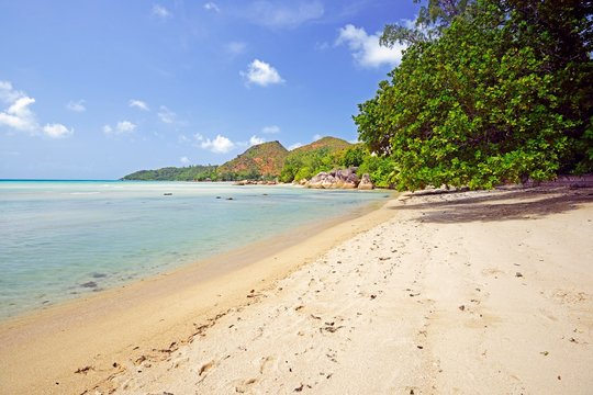 Beach of Anse Takamaka, Praslin Island, Seychelles, Africa